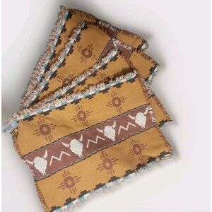 Southwestern Longhorn Placemats Set Of 4 Unused Tabletop Decor Dining Accessory